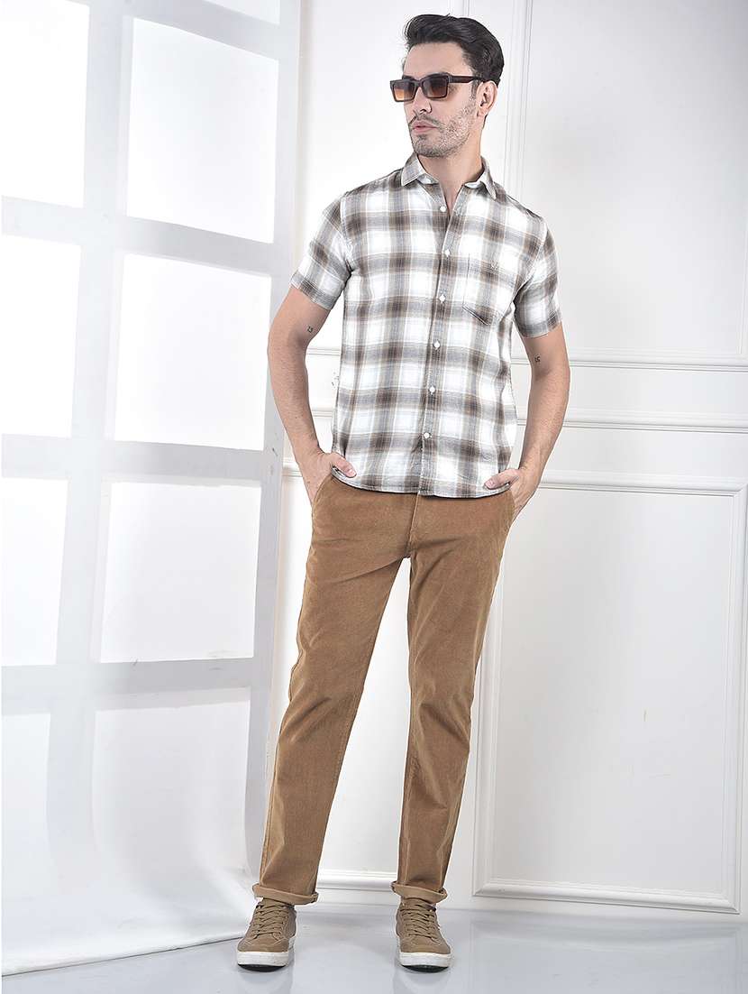 men checkered short sleeve slim fit casual shirt - 21987503 -  Standard Image - 4