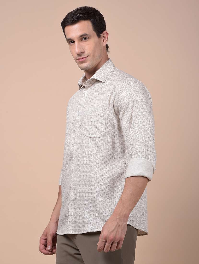 men printed long sleeve slim fit casual shirt - 21987520 -  Standard Image - 1