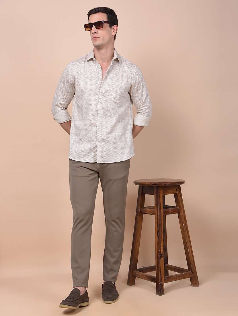 men printed long sleeve slim fit casual shirt - 21987520 -  Standard Image - 4