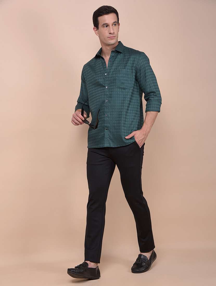 men self design long sleeve slim fit casual shirt - 21987531 -  Standard Image - 4