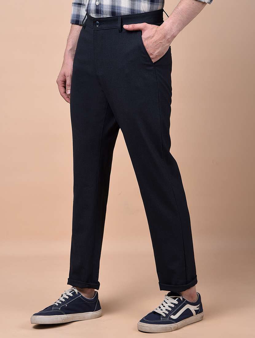 Men Checkered Mid Rise Flat Front Casual Chinos - 21987532 -  Standard Image - 1