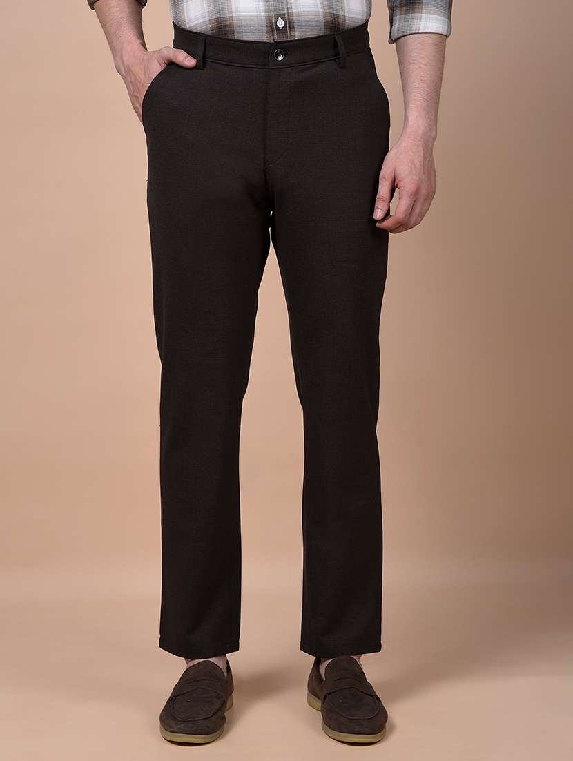 men solid mid rise flat front casual chinos 