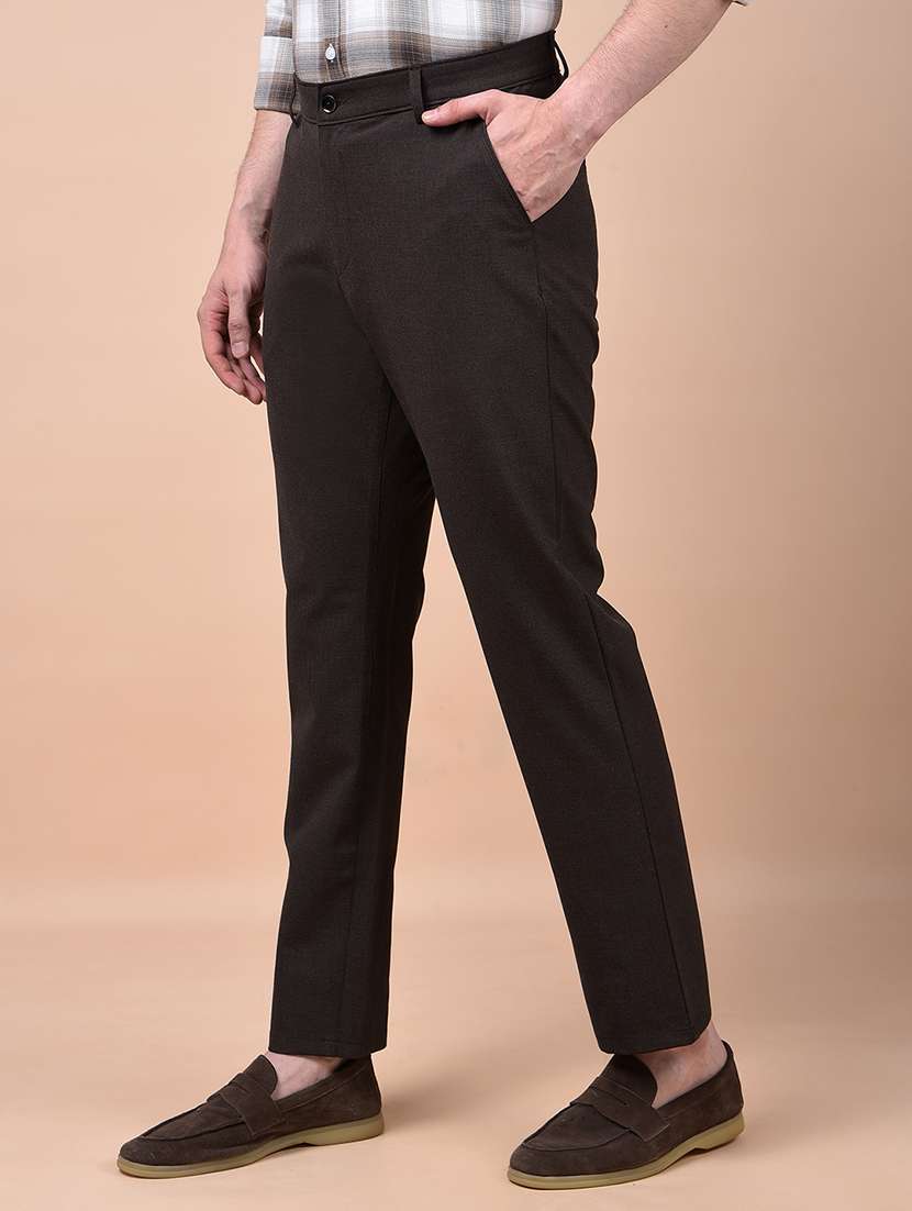 men solid mid rise flat front casual chinos  - 21987534 -  Standard Image - 1