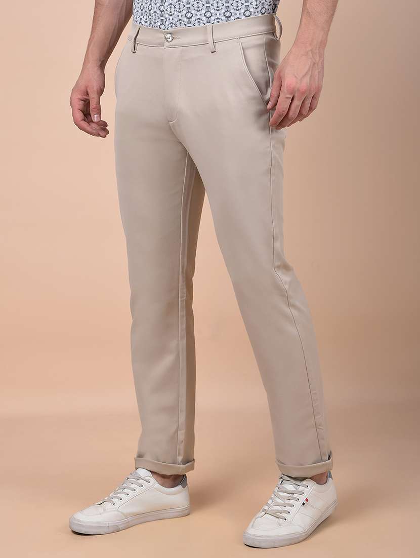 men solid mid rise flat front casual chinos  - 21987535 -  Standard Image - 1