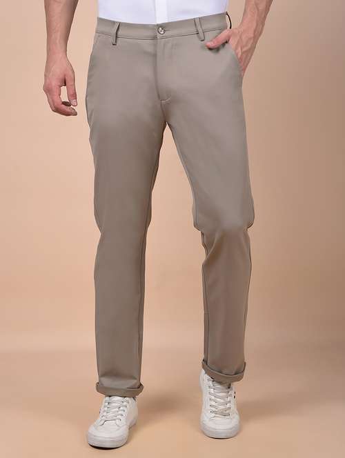 men solid mid rise flat front casual chinos - 21987537 - Standard Image - 0
