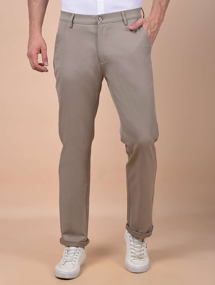 men solid mid rise flat front casual chinos - 21987537 - Zoom Image - 0