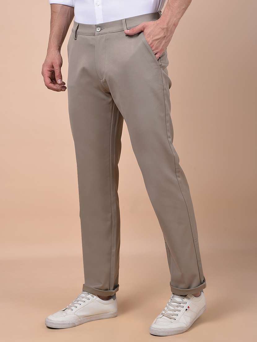 men solid mid rise flat front casual chinos - 21987537 - Standard Image - 1