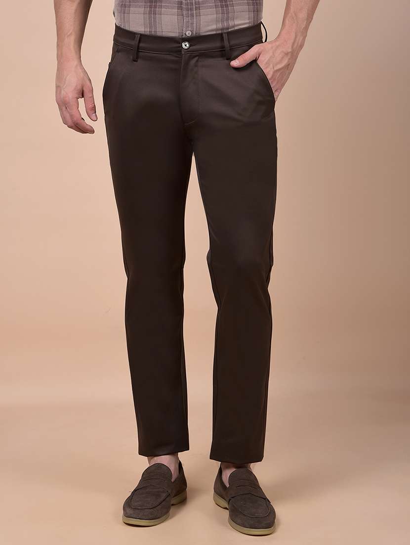 men solid mid rise flat front casual chinos - 21987539 - Zoom Image - 0