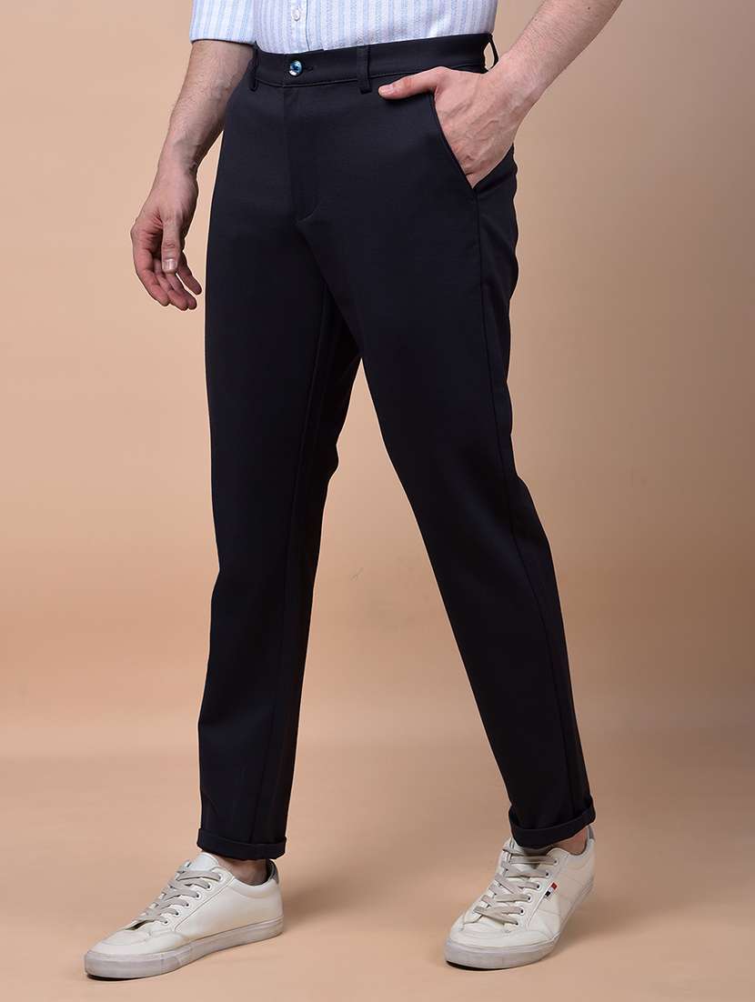 men solid mid rise flat front casual chinos  - 21987540 -  Standard Image - 1