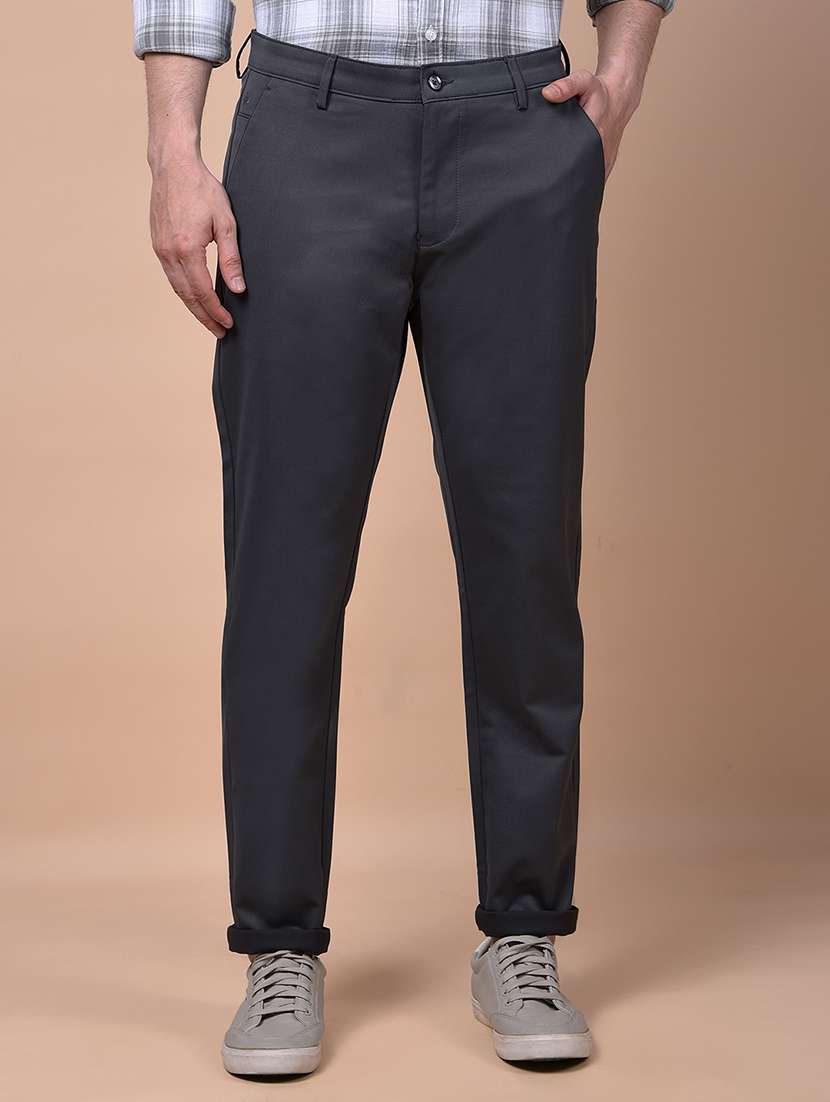 men solid mid rise flat front casual chinos 