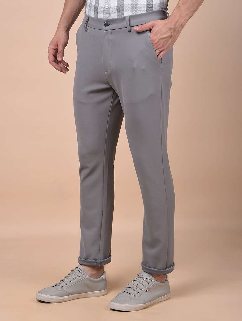 men solid mid rise flat front casual chinos - 21987543 - Standard Image - 1