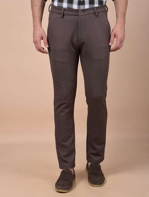 men solid mid rise flat front casual chinos - 21987544 - Standard Image - 0