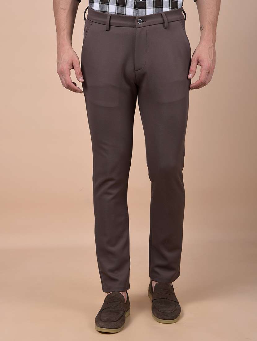 men solid mid rise flat front casual chinos - 21987544 - Zoom Image - 0