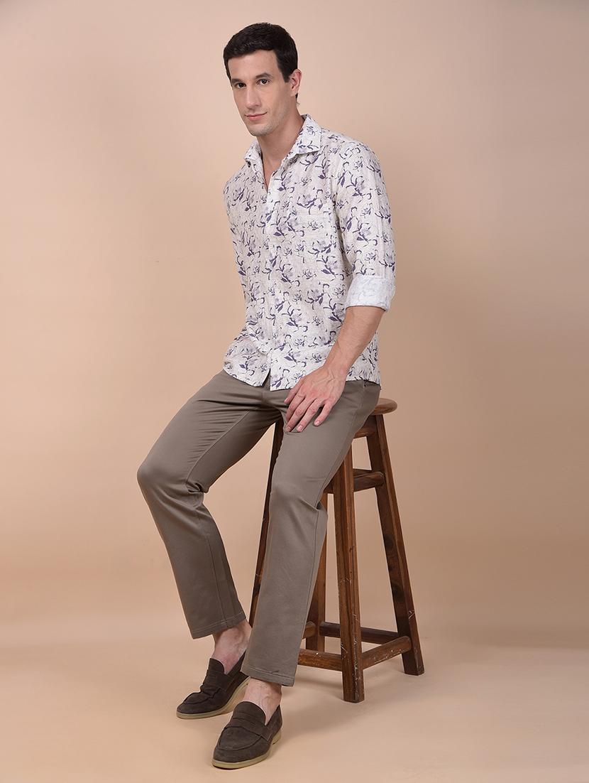men solid mid rise flat front casual chinos - 21987549 - Standard Image - 4