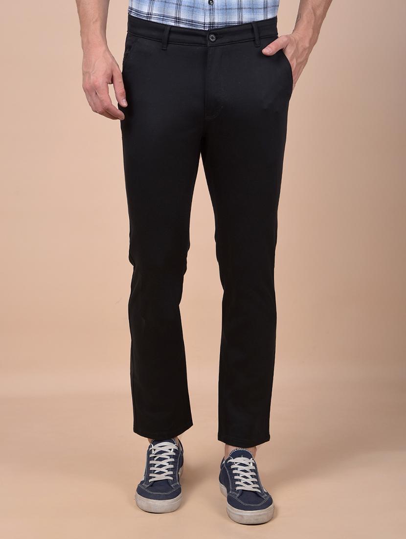 men solid mid rise flat front casual chinos 