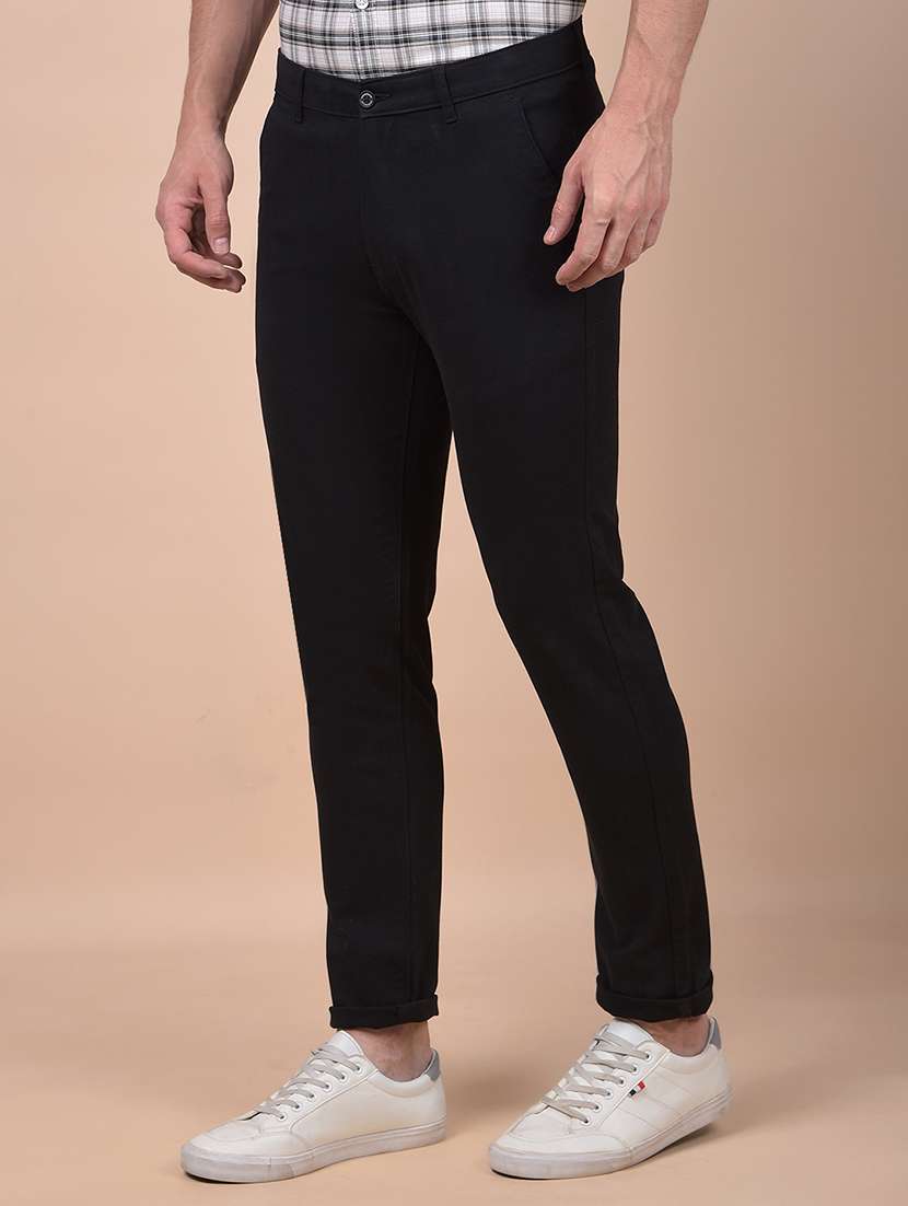 men solid mid rise flat front casual chinos - 21987554 - Standard Image - 1