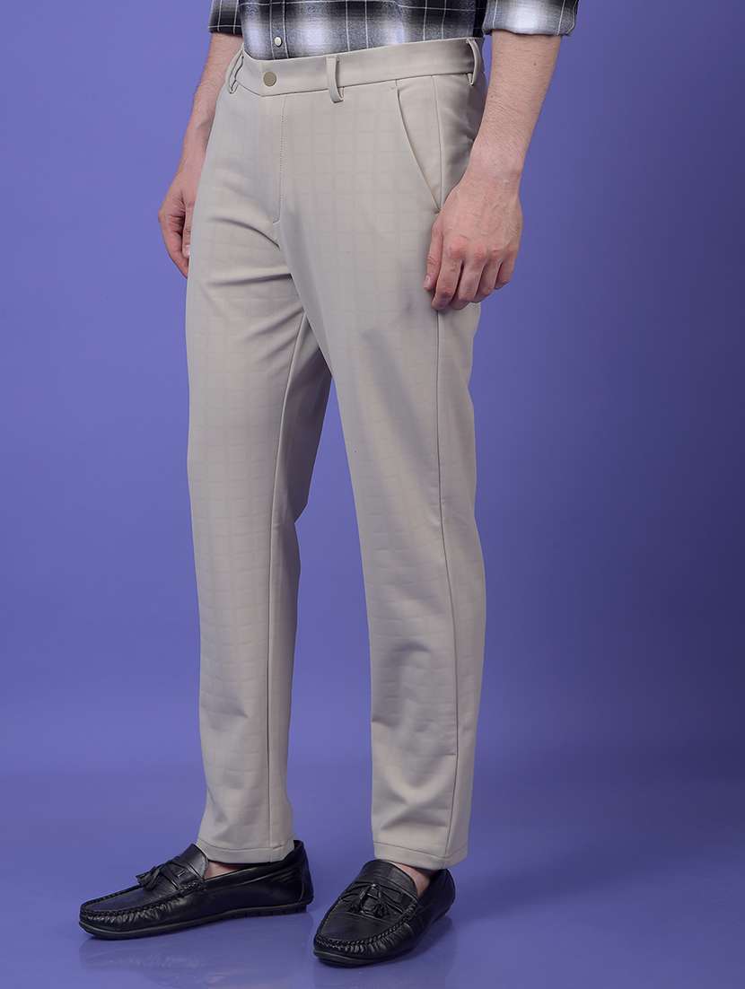 men checkered mid rise flat front casual chinos  - 21987556 -  Standard Image - 1