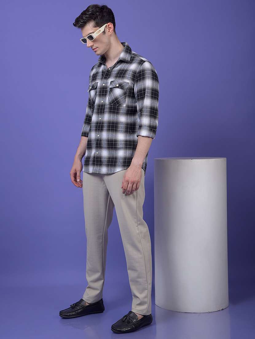 men checkered mid rise flat front casual chinos  - 21987556 -  Standard Image - 4