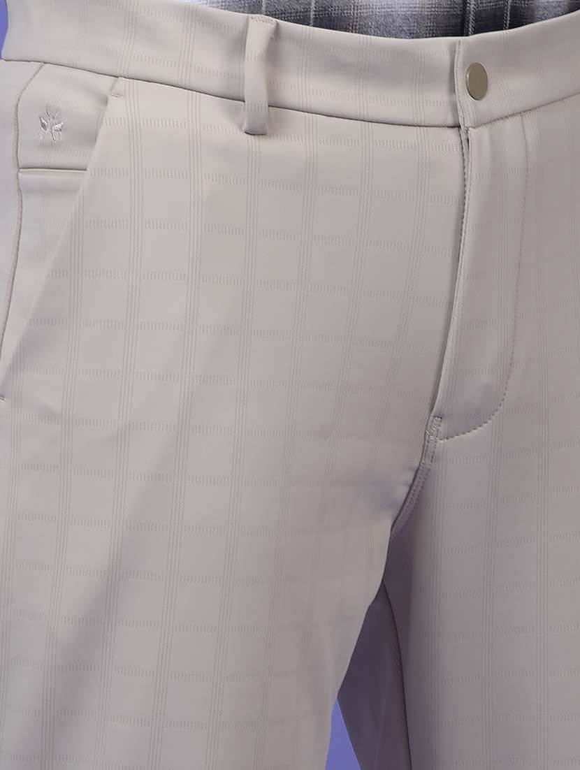 men checkered mid rise flat front casual chinos  - 21987556 -  Standard Image - 6