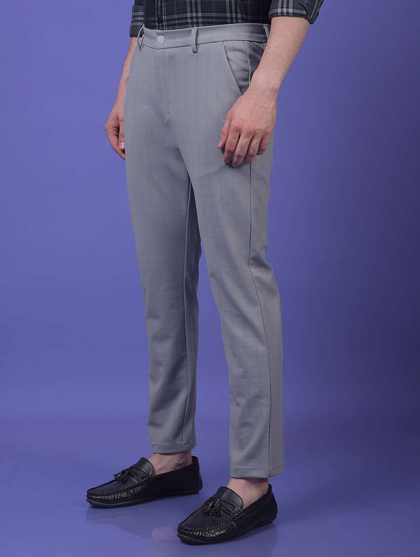 men checkered mid rise flat front casual chinos  - 21987557 -  Standard Image - 1