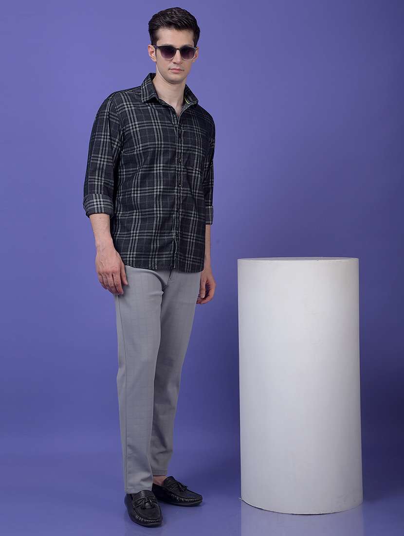 men checkered mid rise flat front casual chinos  - 21987557 -  Standard Image - 4