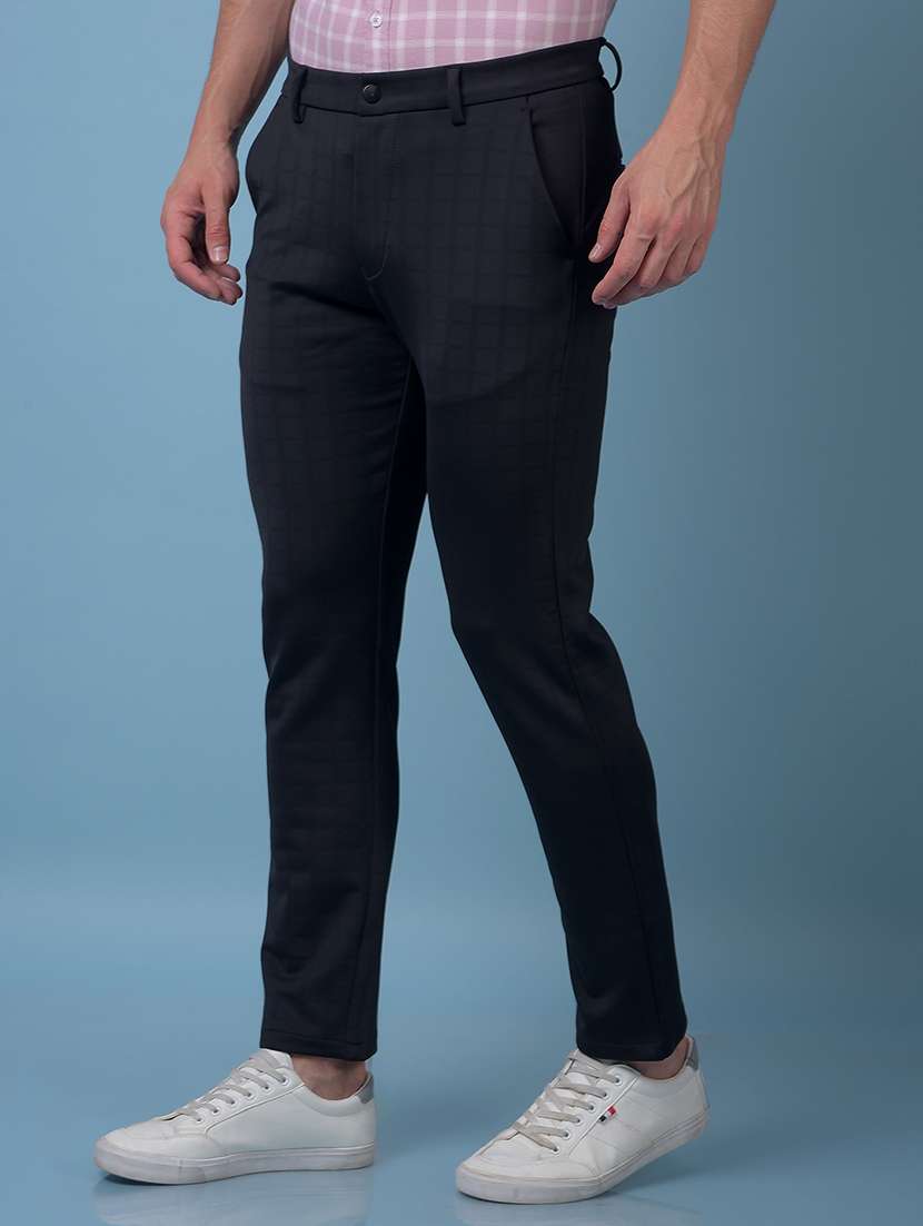 men checkered mid rise flat front casual chinos  - 21987559 -  Standard Image - 1