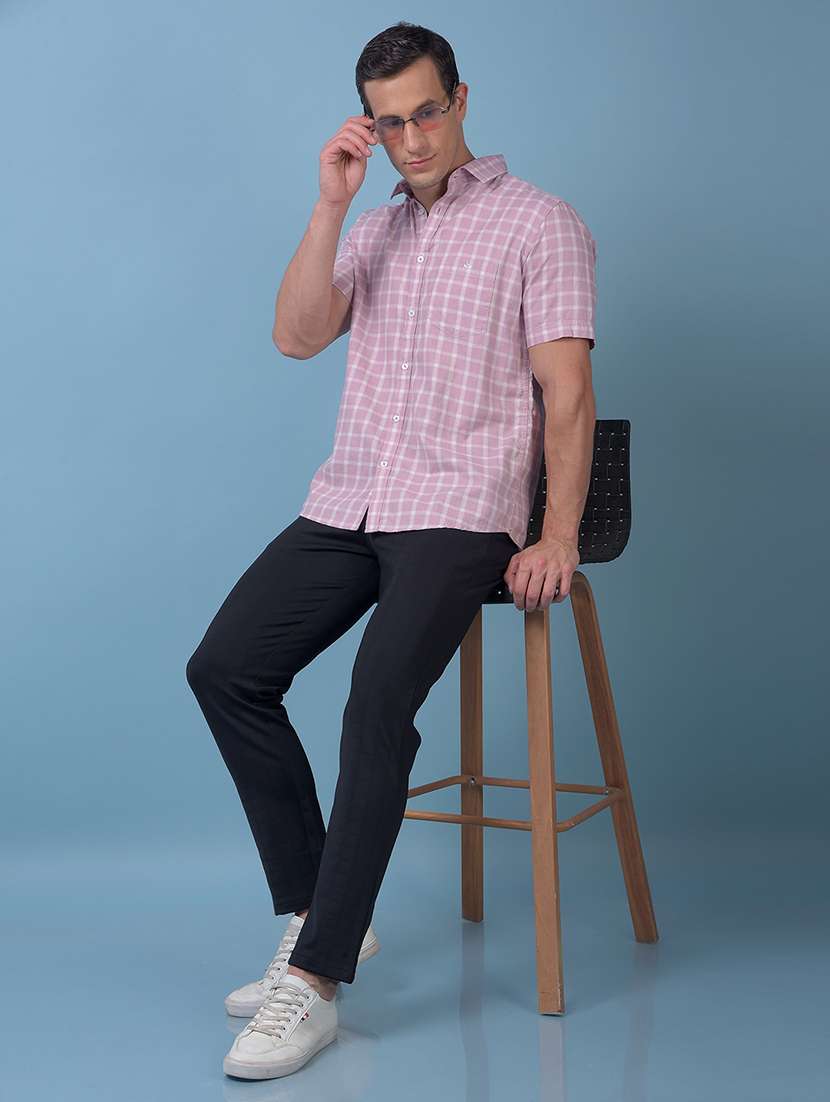 men checkered mid rise flat front casual chinos  - 21987559 -  Standard Image - 4