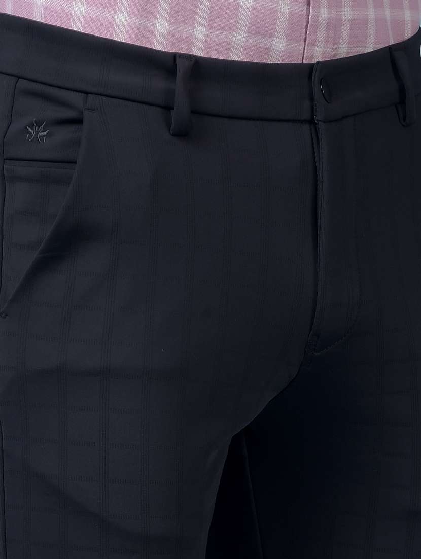 men checkered mid rise flat front casual chinos  - 21987559 -  Standard Image - 6