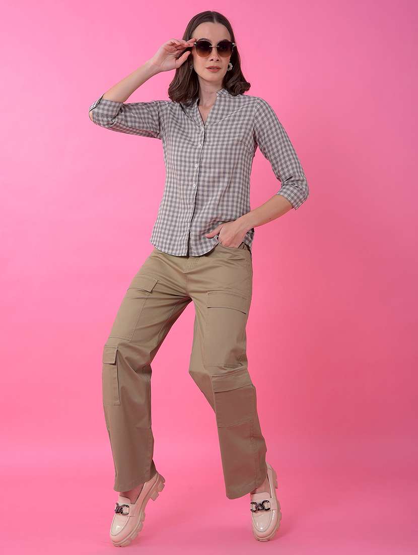 women solid mid rise relaxed fit cargo - 21987564 -  Standard Image - 4