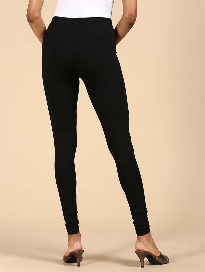 women pack of 2 solid mid rise churidar legging - 21987568 -  Standard Image - 4