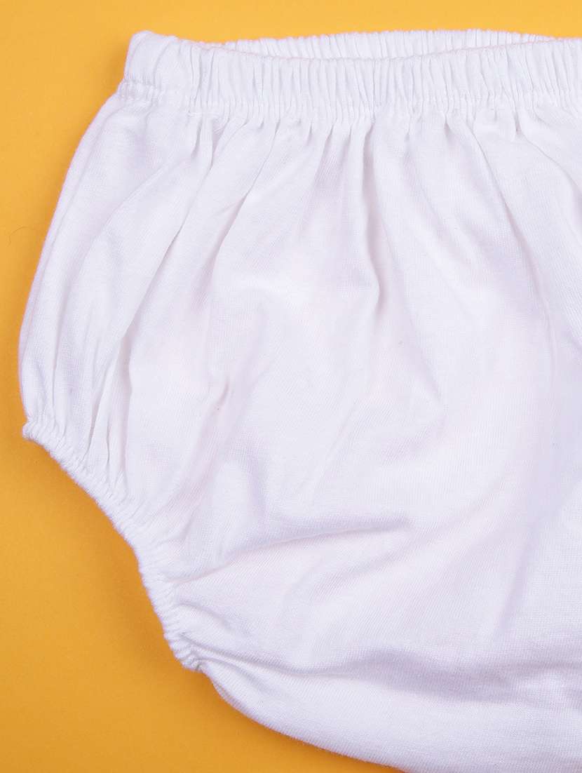 girls solid short sleeve frock with blommer - 21987652 -  Standard Image - 4