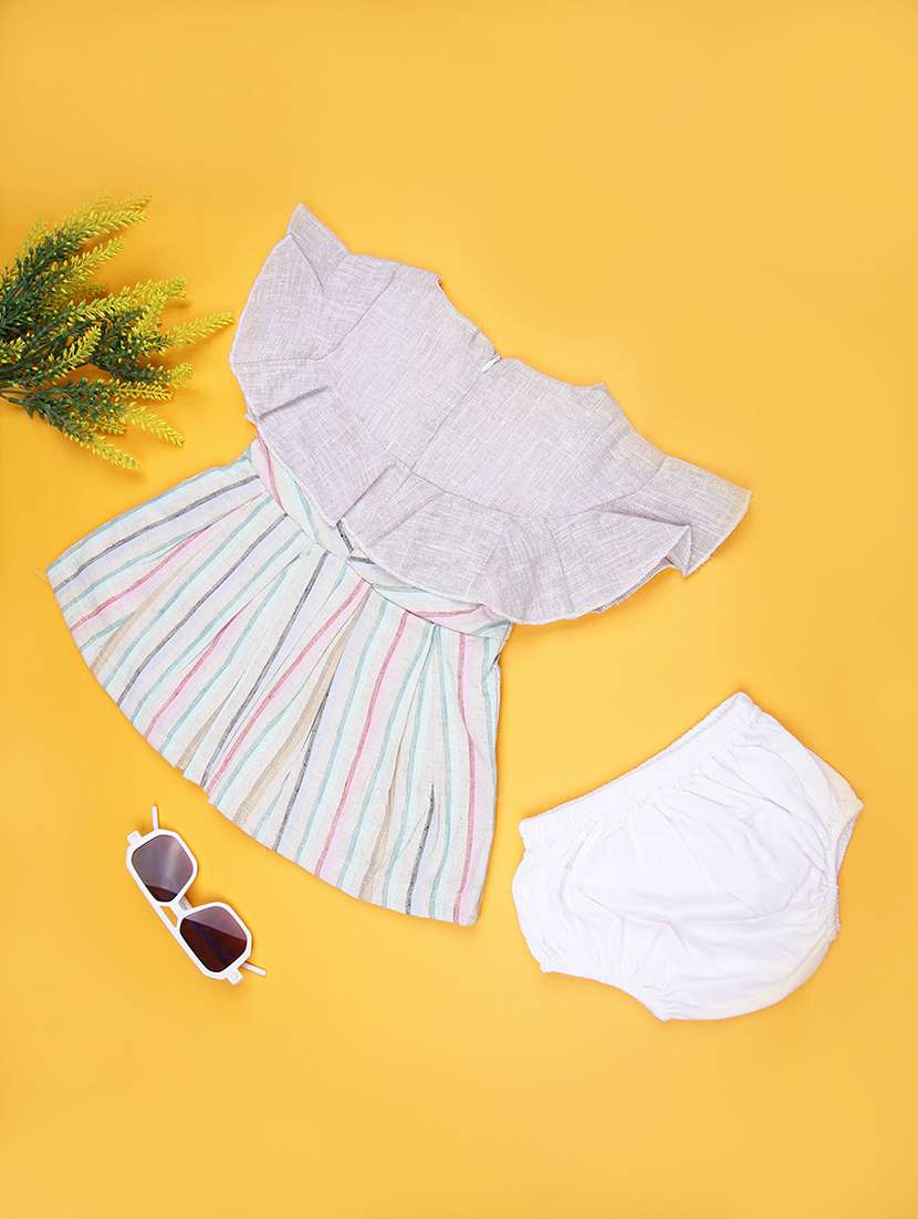 girls printed round neck frock with bloomer - 21987654 -  Standard Image - 1