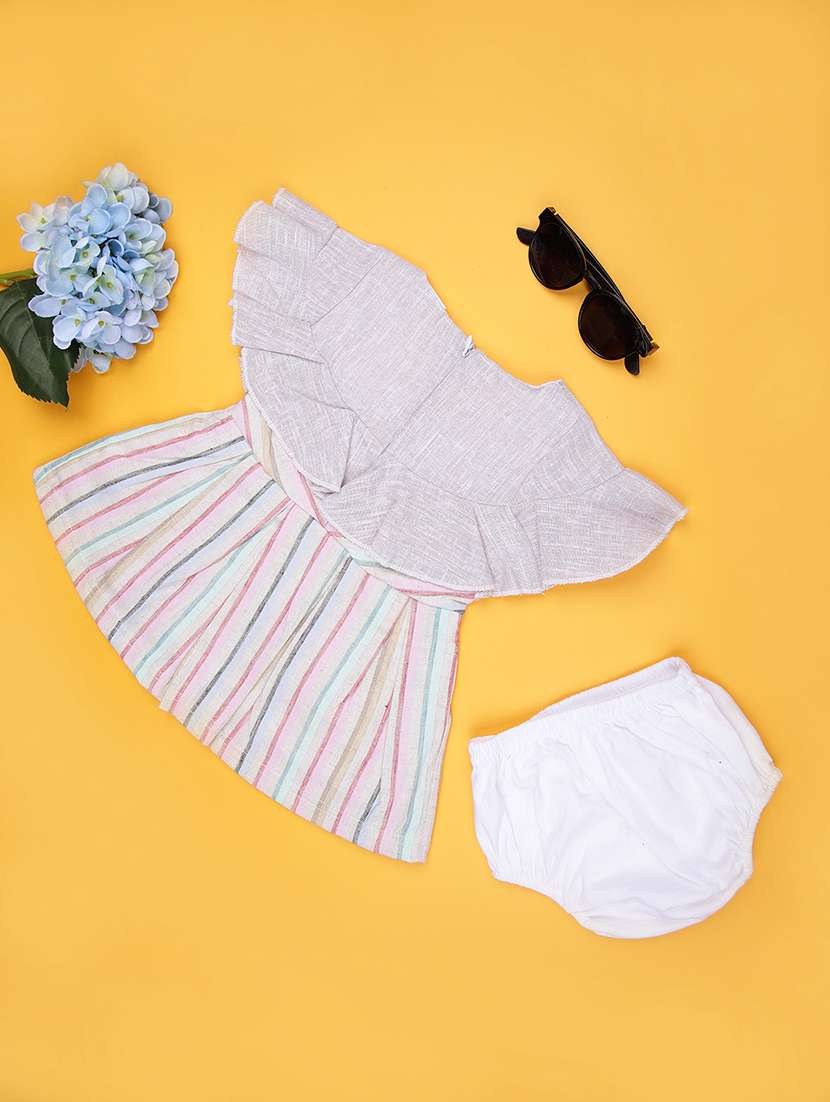 girls printed round neck frock with bloomer - 21987655 -  Standard Image - 1