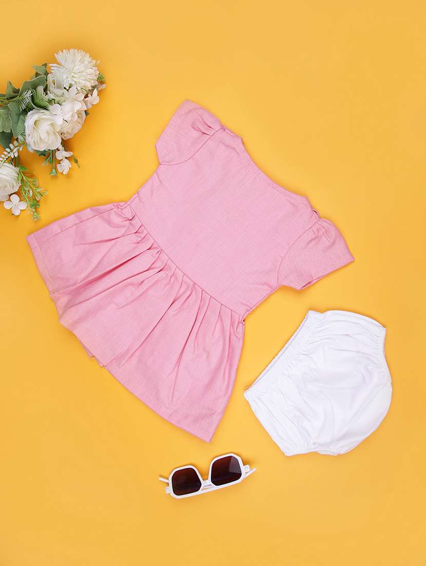 girls printed round neck frock with bloomer - 21987656 -  Standard Image - 1