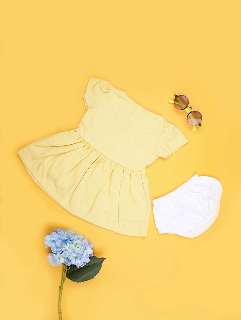 girls printed round neck frock with bloomer - 21987659 -  Standard Image - 1