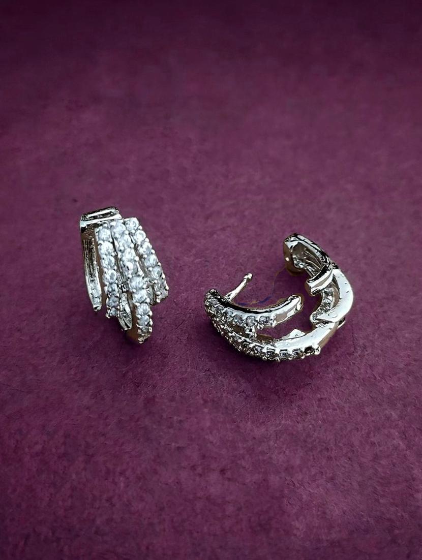 women stones studded silver hoop earrings - 21987703 - Zoom Image - 0