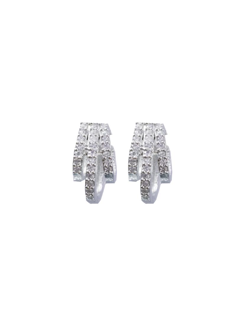 women stones studded silver hoop earrings - 21987703 - Standard Image - 1