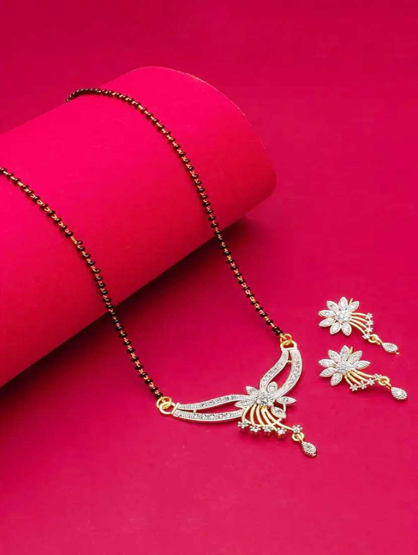 women stone studded gold plated floral mangalsutra set - 21987704 - Standard Image - 1
