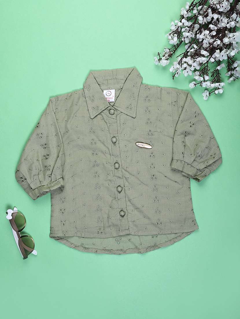 girls collared short sleeve top