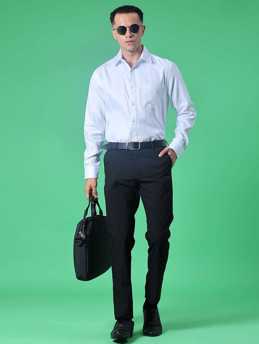 men solid mid rise flat front formal trouser - 21987746 -  Standard Image - 4