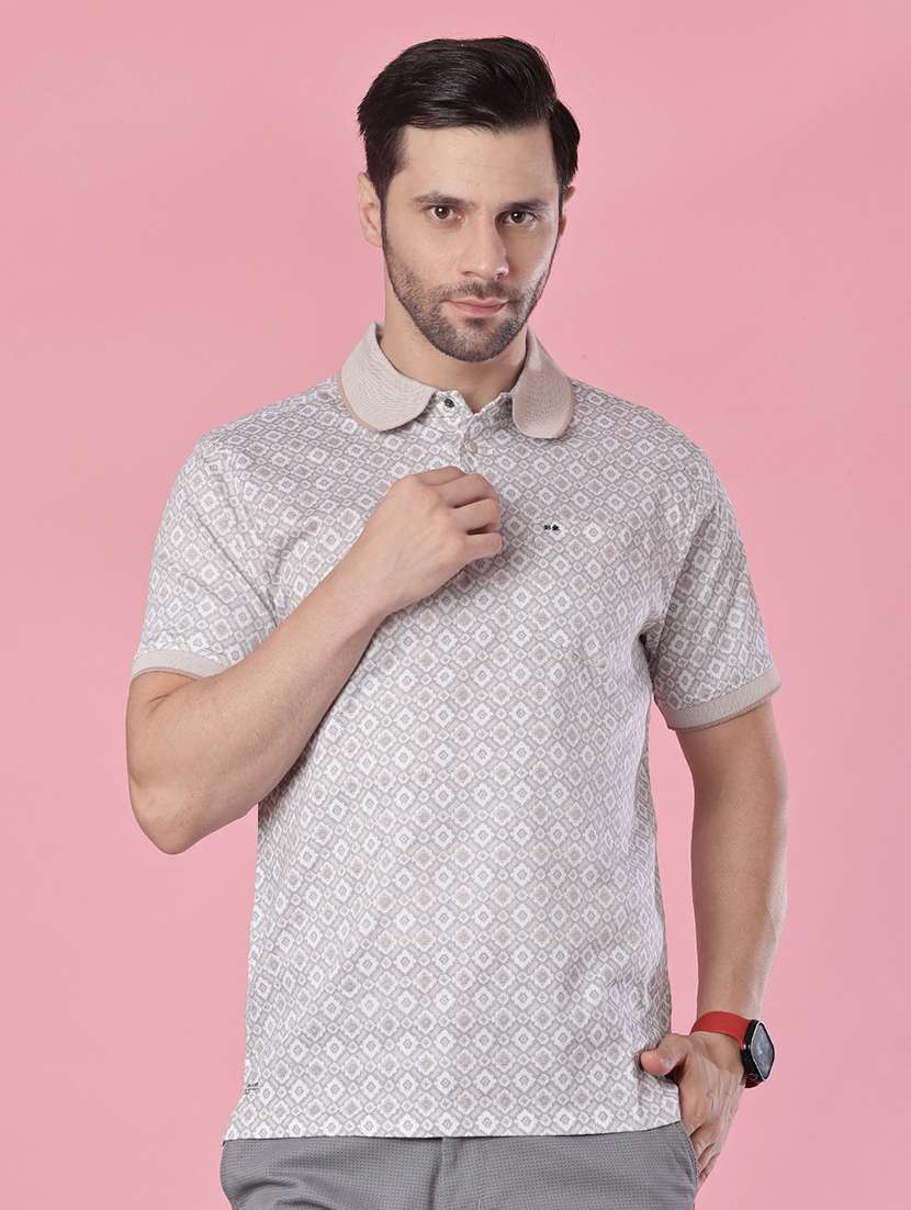 men printed short sleeve regular fit polo t-shirt - 21987805 -  Standard Image - 1