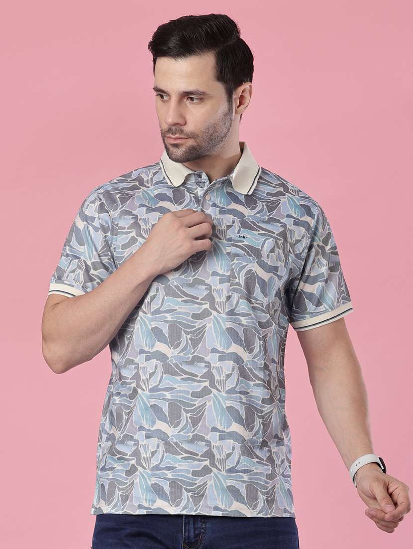 men printed short sleeve regular fit polo t-shirt - 21987811 -  Standard Image - 1