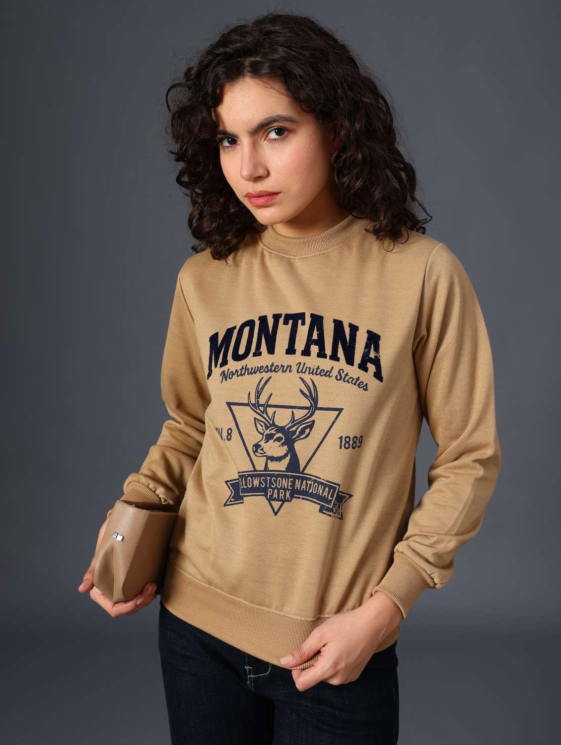 women printed long sleeve sweatshirt