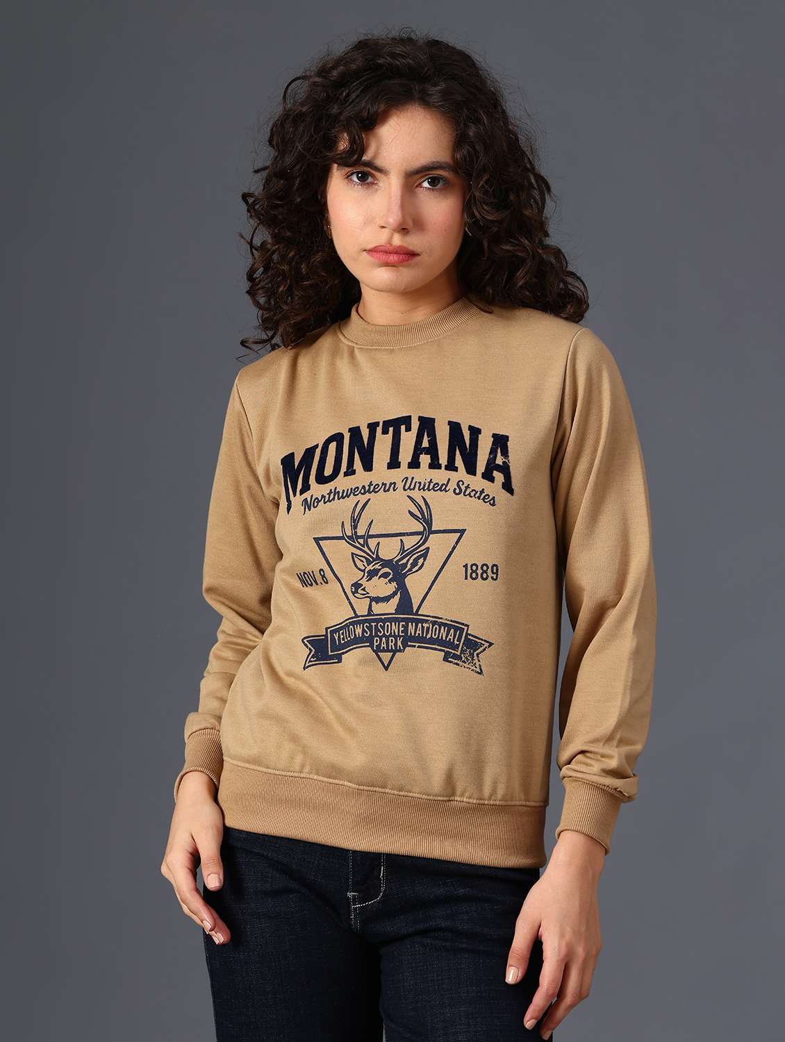 women printed long sleeve sweatshirt - 21987817 -  Standard Image - 1