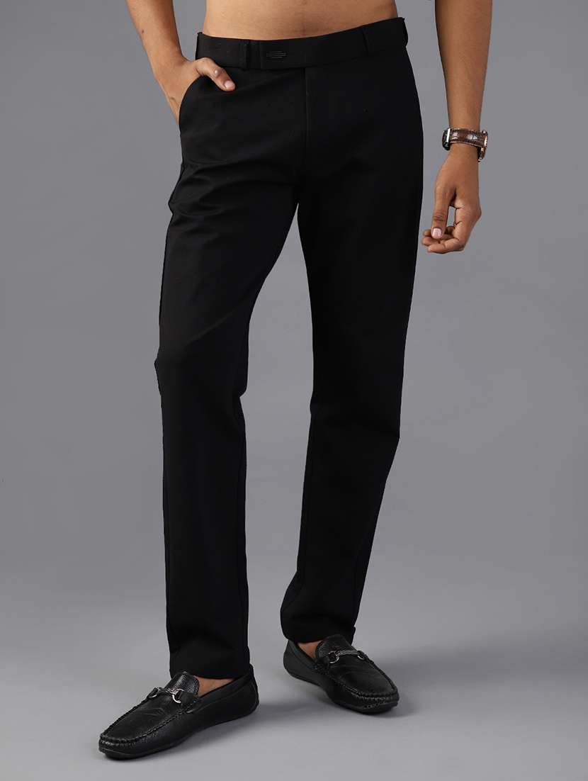 men solid mid rise casual chinos
