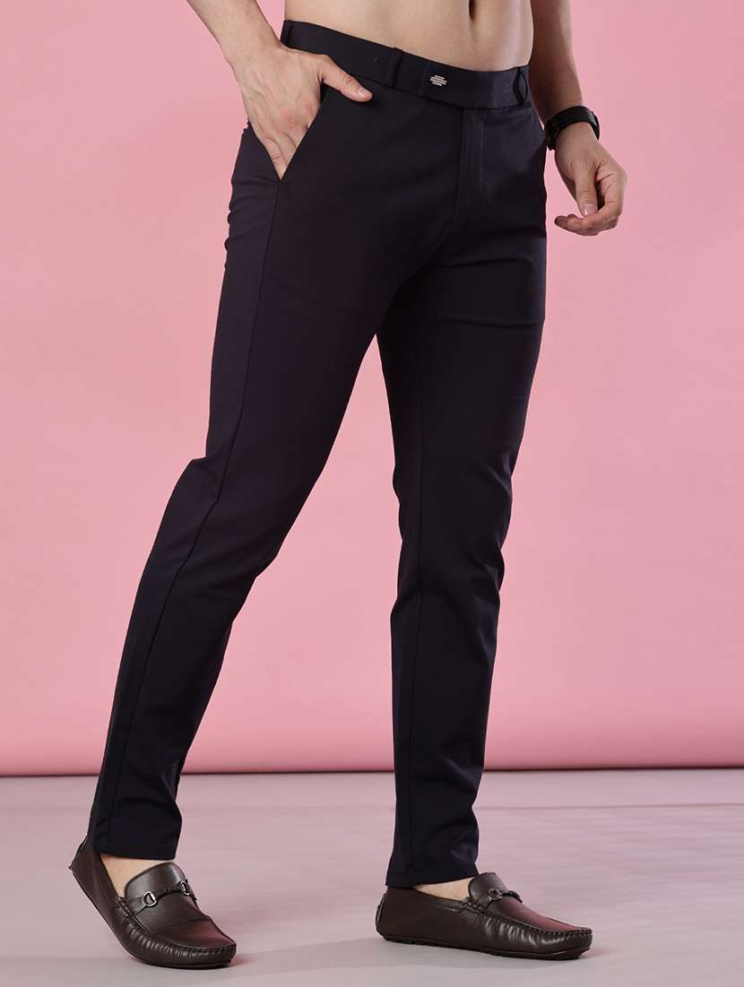 men solid mid rise casual chinos - 21987899 -  Standard Image - 1