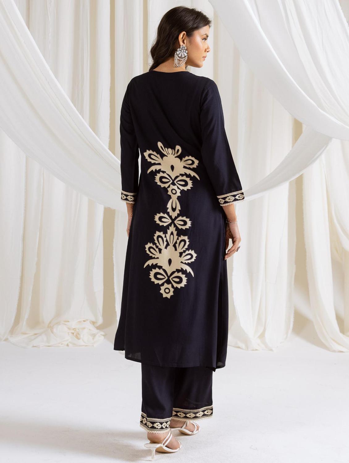 women printed three quarter sleeve kurta pant set - 21987914 - Standard Image - 1