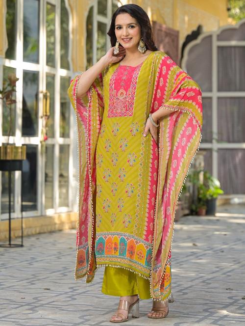 women printed kimono sleeve kaftan kurta pant set - 21987924 -  Standard Image - 0