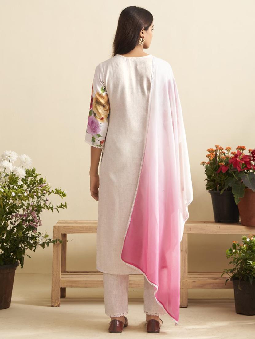 women three quarter sleeve kurta pant with dupatta set - 21987930 -  Standard Image - 1