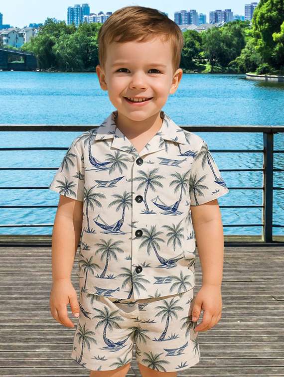 boys printed shirt & shorts co-ords set - 21987951 -  Standard Image - 1